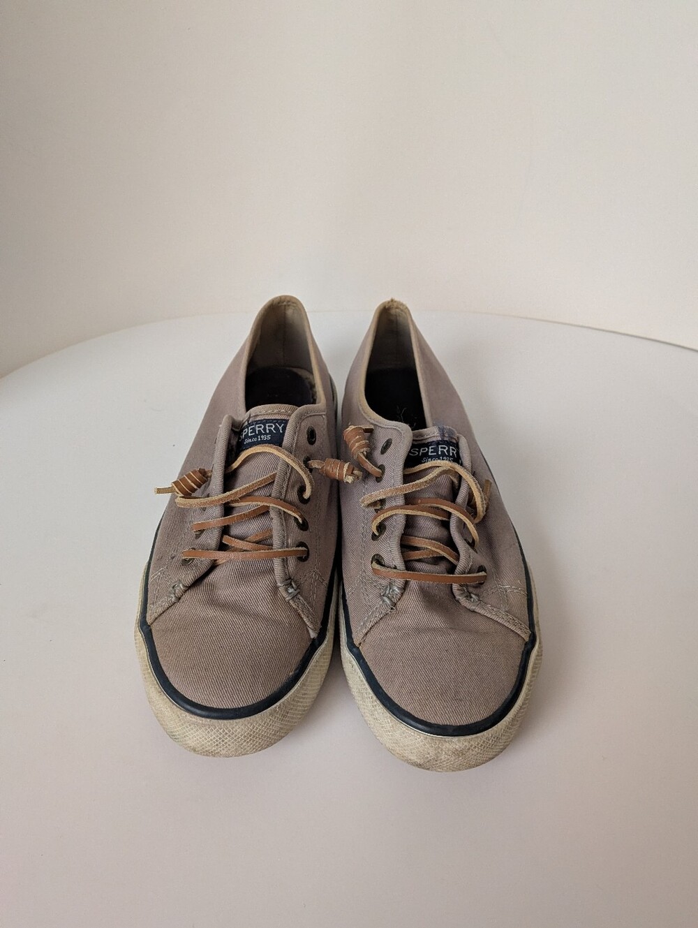 Sperry Women's Gray Canvas Boat Shoes with Leather Laces
